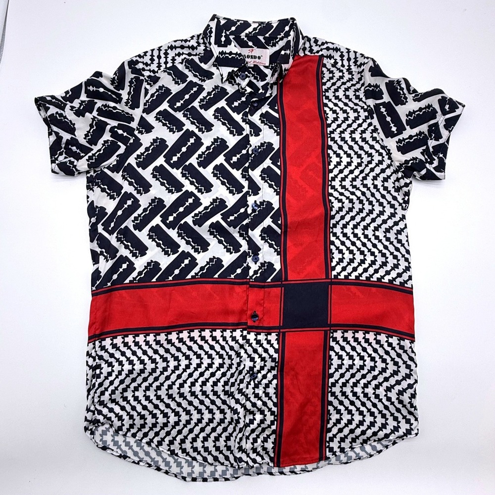 Mondo Limited Edition Mens Razor Blade Geometric Print Short Sleeve‎ Shirt L
